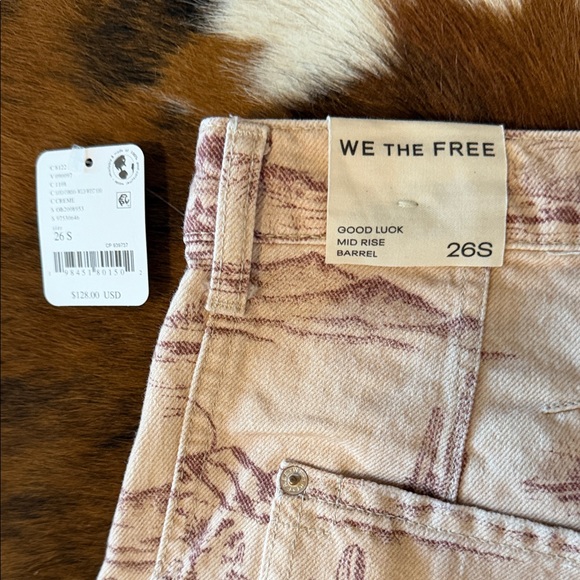 We The Free Western Graphic Barrel Jeans in Tan and Brown Women’s - Picture 5 of 11